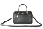 Coach (F79946) Rowan Black Leather Medium Satchel Crossbody Handbag Purse Bag
